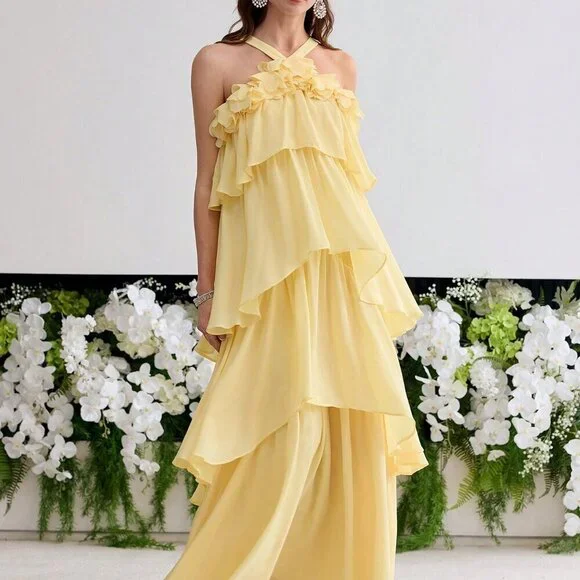 sachin and babi light blue dress Elegant Long Dress with Fitted Waist and Flowy Silhouette
